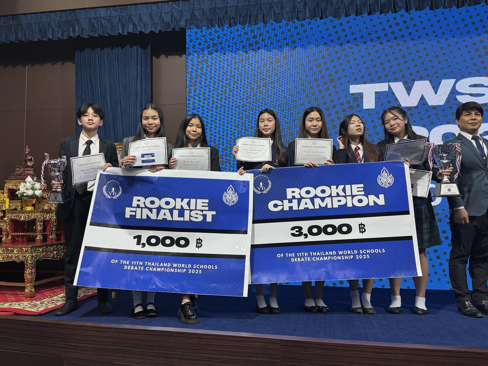 KEV'S debaters with their Thailand World Schools awards