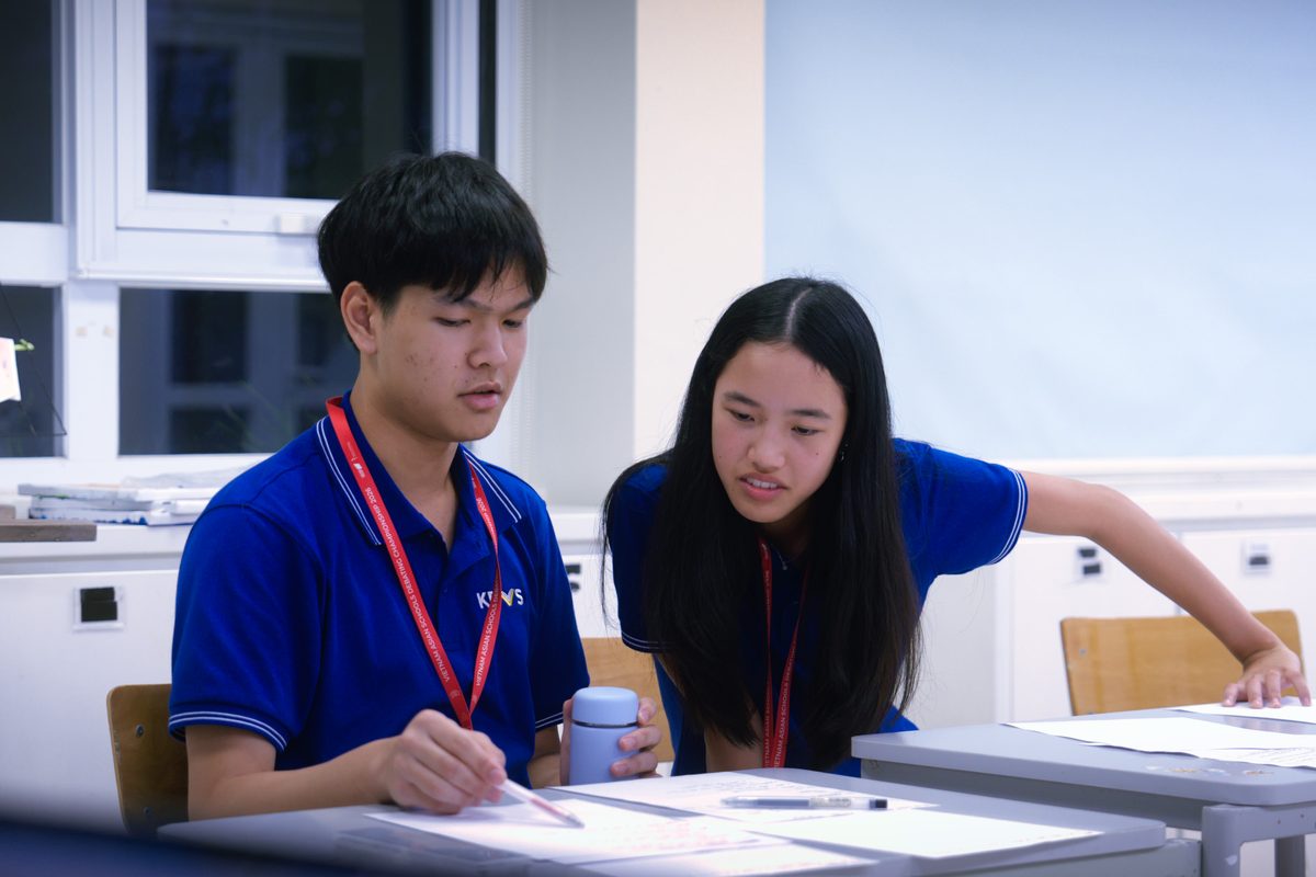 KEV'S students working together in class